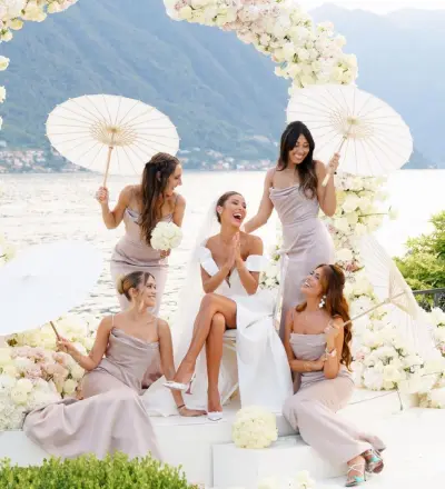 Bridesmaids with parasols